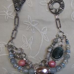 34" Silver Soldered Pink And Blue..